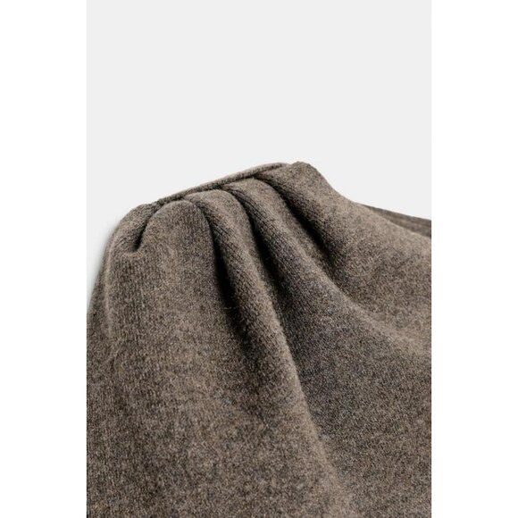 ZARA SHORT KNIT COAT WITH SCARF - Picture 7 of 7